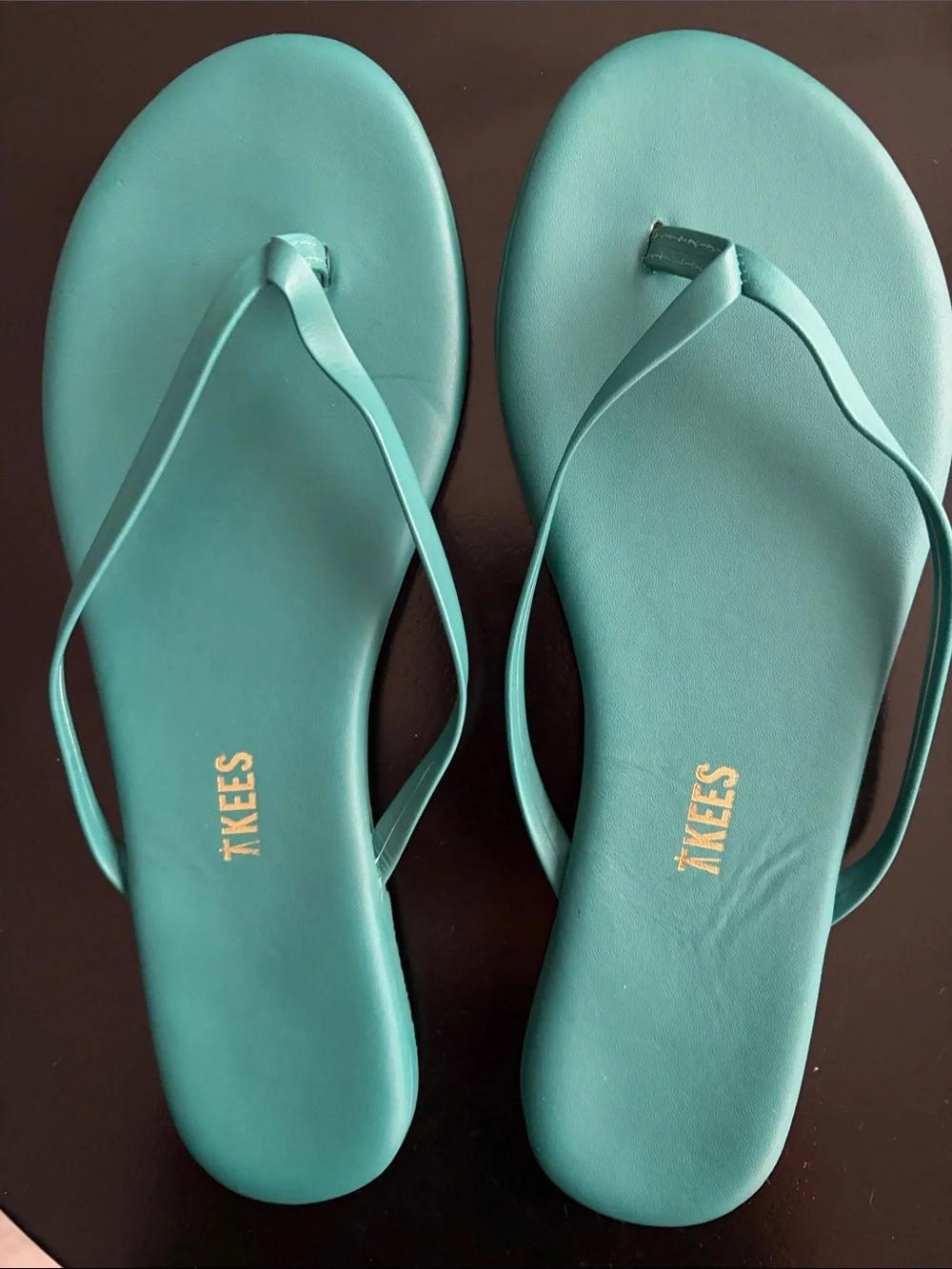 TKEES Teal Slim-Strap Flip Flop Sandals - Teal size 8